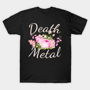 Funny Death Metal with a Floral Design T-Shirt